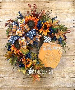 Navy Blue Fall Sunflower Wreath Kit