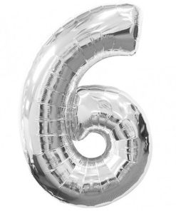 Silver Number 6 Foil Balloon