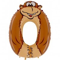 Animal Number 0 Foil Balloons