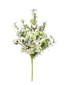 Cotton, Greenery & Flower Bush – 22″