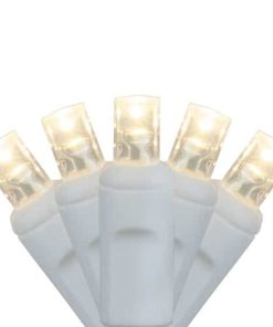 50 LED 5MM 6″ Spacing – White Wire, Clear