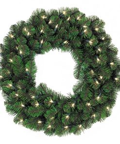 48″ Pine Wreath – Clear Lights