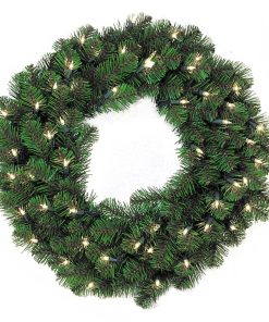 48″ Classic Pine Wreath – Commercial Grade LED – Warm White