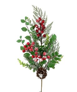 Snowy Berry & Cedar Spray – 23″