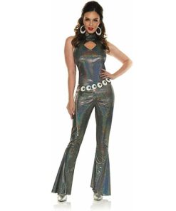 Disco Queen Metallic Jumpsuit Adult Costume
