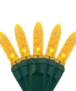 50 LED M5 4″ Spacing – Green Wire, Yellow (Gold)