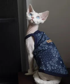 Washed Denim Tank Tops for Cats