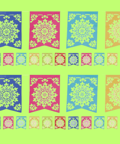 Patterened Multi Coloured Paper Bunting – 3.6m Mexican Decoration
